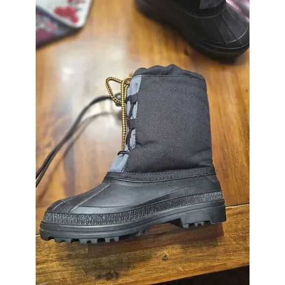 Snow Prince Rubber Boots Cinch Secure Closure Inner Bootie Unisex Kids Size 1 - Picture 5 of 11